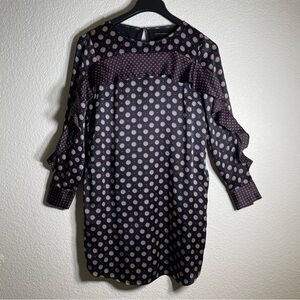 Banana Republic Silk Dress Size 6 Navy Medall Print Lined Shift Classic